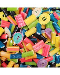 Retro Sweets - An assortment of fruity liquorice sweets including pencils and wheels.