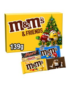 Christmas Sweets - A Christmas selection box containing a Twix Bar, M&M's Peanut, M&M's Chocolate, M&M's Crispy and a Mars Bar.