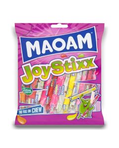 Enjoy the chewy deliciousness of JoyStixx in the typical fruity MAOAM flavours cola, strawberry, raspberry, cherry, orange and lemon.