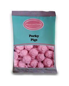 Porky Pigs - A bulk 1kg bag of retro strawberry flavour chocolate candy sweets shaped like pigs