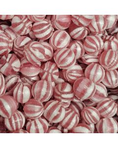 Pick and Mix Sweets - Red Bulls Eyes, raspberry flavour boiled sweets with red and white stripes.