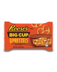 Reeses Big Cup with Pretzels - American Peanut butter and chocolate bar, imported to the UK