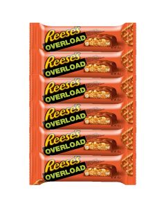 American Sweets - A pack of 6 Reese's Overload bars made with pretzels, caramel, peanut butter with a chocolate flavour coating