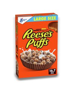 American Sweets - A large box full of Reeses Puffs, peanut butter flavour breakfast cereal.