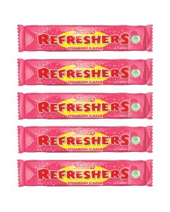 A pack of 7 strawberry refreshers chew bars, chewy retro sweets