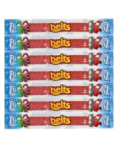 Individually wrapped sour strawberry belts