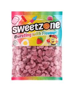 Retro Sweets - A bulk 1kg bag of Sweetzone Fizzy Strawberry Hearts sweets