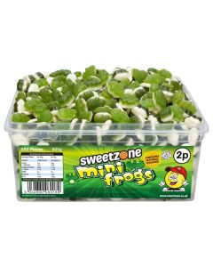 Sweetzone mini frogs sweets in a bulk plastic tub