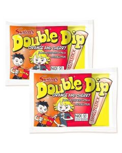 Swizzels Retro Sweets - A pack of 2 double dips! Hard candy dipping sticks with two flavours of sherbet, Orange and Cherry