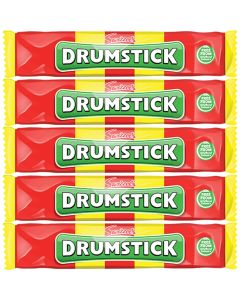 A pack of 5 Drumstick chew bars, vanilla and raspberry flavour chewy sweets