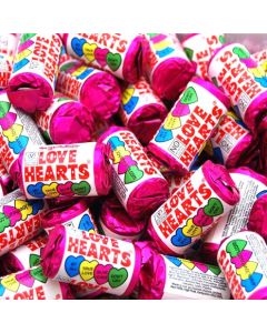 Little tubes of hard candy sweets with message of love on each sweet!