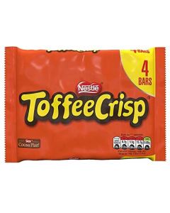 A multipack of 4 Toffee crisp bars made from soft caramel and crispy cereal pieces