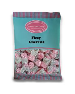 Vegan Fizzy Cherries - 1Kg Bulk bag of Vegan cherry flavour sweets, shaped like a single cherry with a fizzy coating!