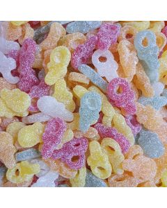 Vegan fruit flavour fizzy sweets shaped like dummies