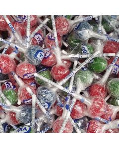 Assorted colours of tongue painter lollies, all with a cherry flavour