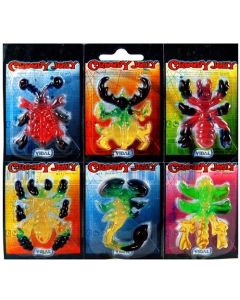 A pack of 6 creepy spooky jelly animals in the shapes of spiders, scorpions and creepy crawlies