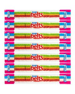 A pack of 10 individually wrapped watermelon flavour fizzy belts