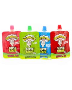 Warheads sachets of super sour gel candy that squeezes into your mouth