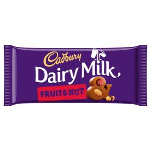 Cadbury's deliciously creamy milk chocolate with dried grapes and chopped almonds