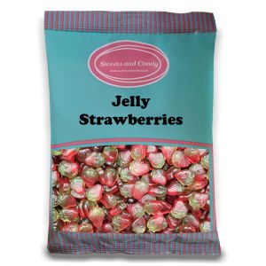A bulk 1kg bag of jelly strawberries, soft strawberry flavour jelly sweets