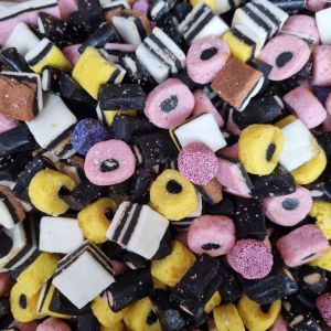 Liquorice Allsorts - An assortment of retro liquorice, coconut and aniseed sweets.