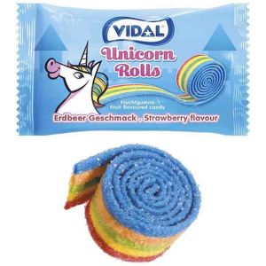 Unicorn rolled up fizzy candy belts