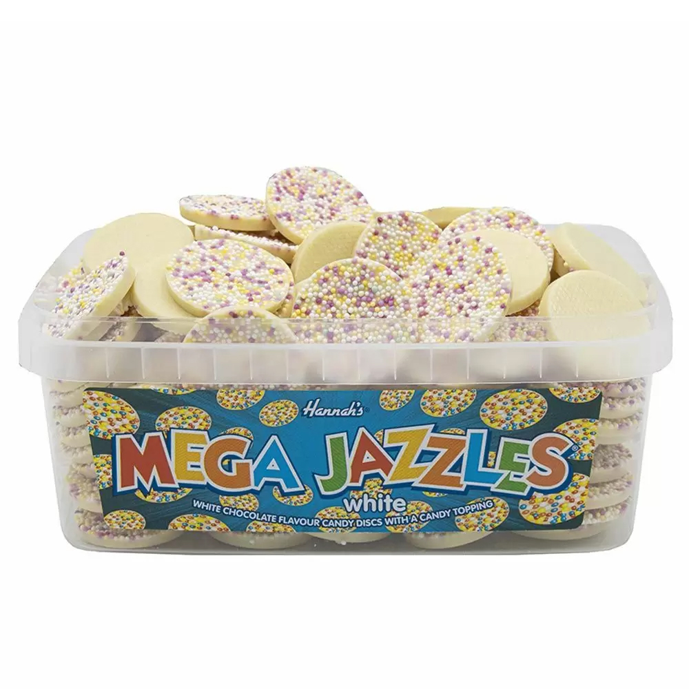 Mega White Chocolate Jazzles Tub Of 120 Retro Sweets Pick And Mix mega-white-chocolate-jazzles-tub-of-120-retro-sweets-pick-and-mix