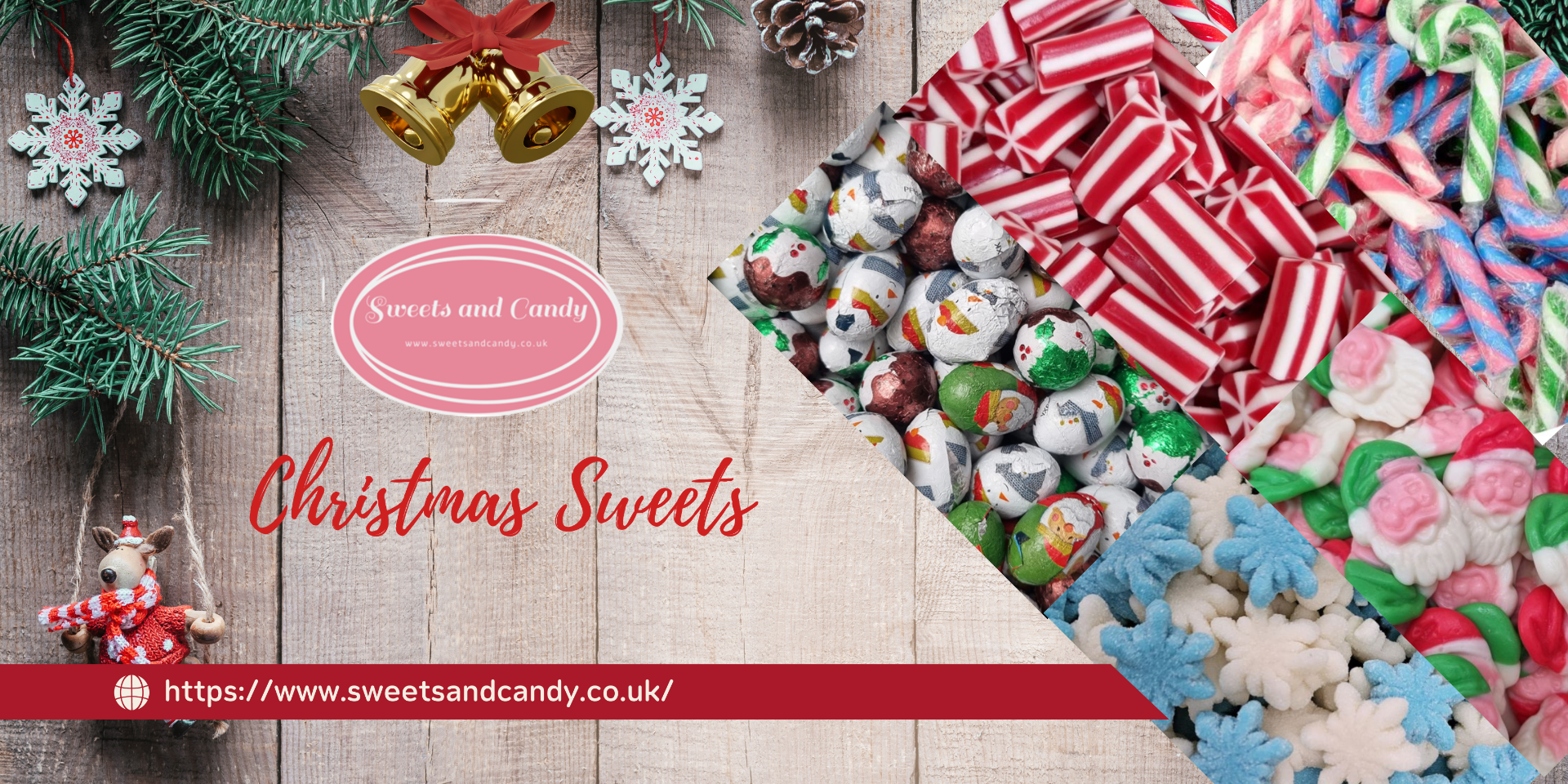 Christmas sweets and candy banner
