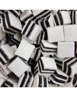 Taveners black and white liquorice mints, cubes of liquorice and mint sweets