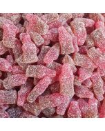 Vegan fizzy cherry cola flavour fizzy sweets shaped like bottles